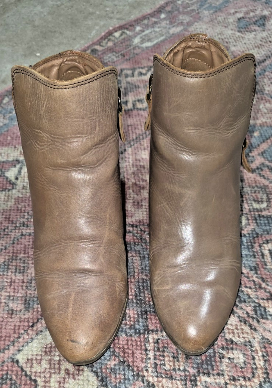 Frye Judith Ankle Boots Women’s 8.5 Brown Leather 3471733 Double Zip Booties
